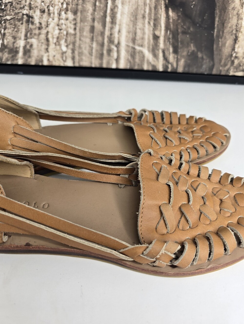 Nisolo Tan Leather Woven Huarache Sandals - Picture 3 of 10